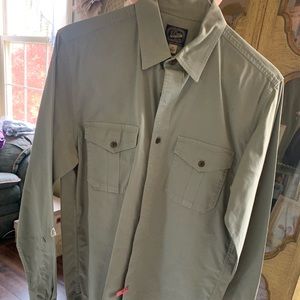 J Crew military green button down